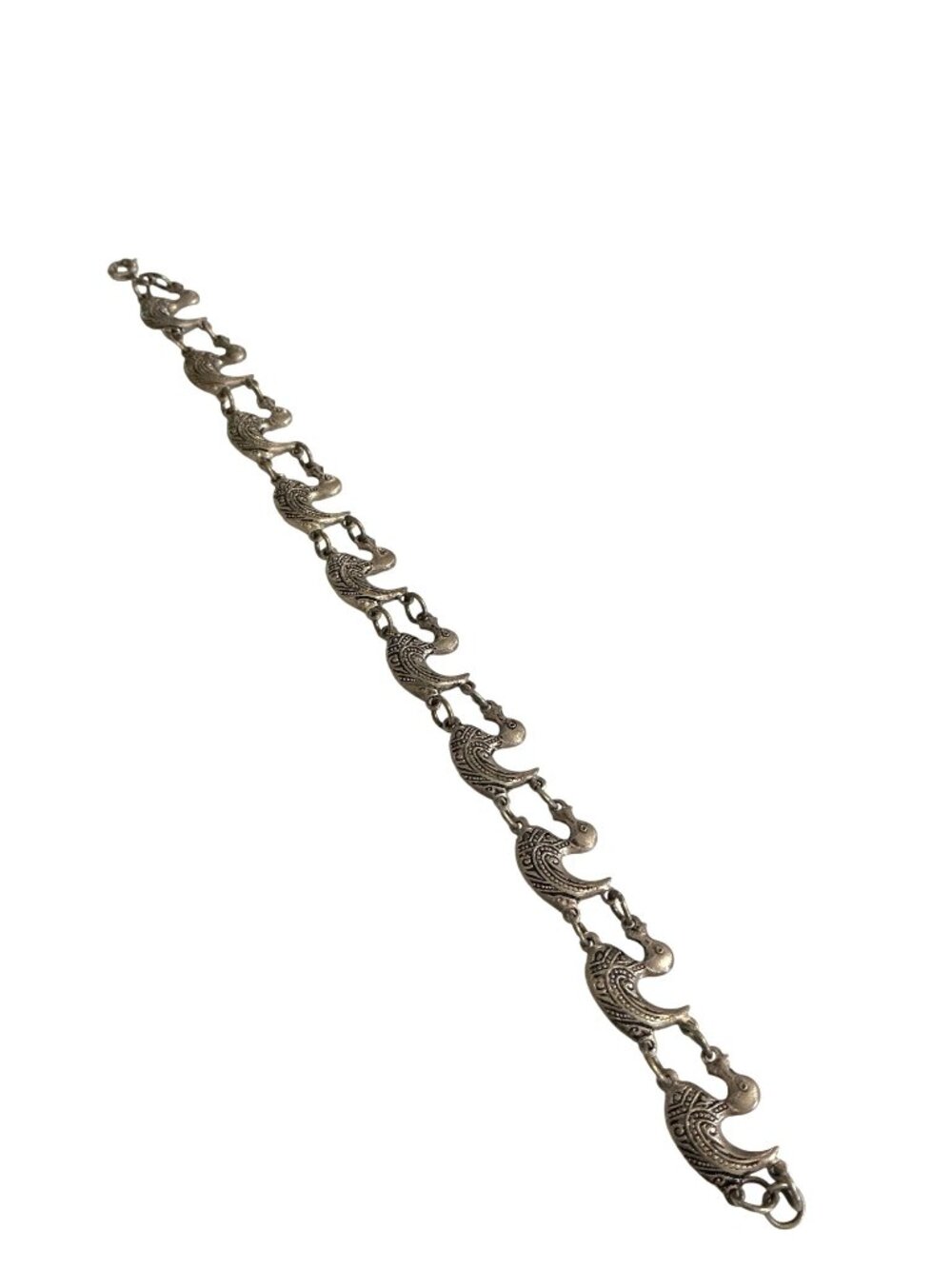 Vintage Sterling Silver Duck Link Bracelet 7-Inch 7.6g Made In Spain - Picture 8 of 9
